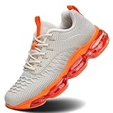 Luogoks Womens Walking Running Shoes Air Cushion Basketball Sneakers Fashion Tennis Breathable Sport Gym Fitness Cross Trainers Shoes Beige Orange 7