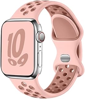 Upeak Sport Strap Compatible with Apple Watch Strap 40mm 38mm 42mm 44mm 41mm 45mm, Breathable Silicone Double Hole Snap Buckle Band, for iWatch Strap Series 8 7 6 5 4 3 SE,38mm/40mm-M/L,Charcoal/Black