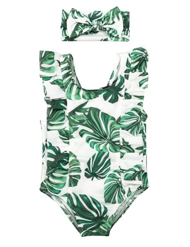Image of KANGKANG Baby Swimsuit Girl One Piece Swimsuit Cute Elegant Sunsuit Ruffled Swimwear Bathing Suits