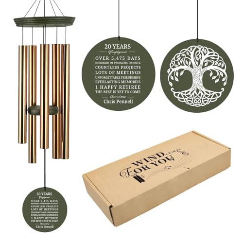 Image of ASTARIN Personalized Happy Retirement Wind Chimes, Tree of Life Retirement Wind Spinner Gift for Women /Men Teacher Coworker 2024, Going Away Farewell Gifts, Deep Tone Larde Wind Chime