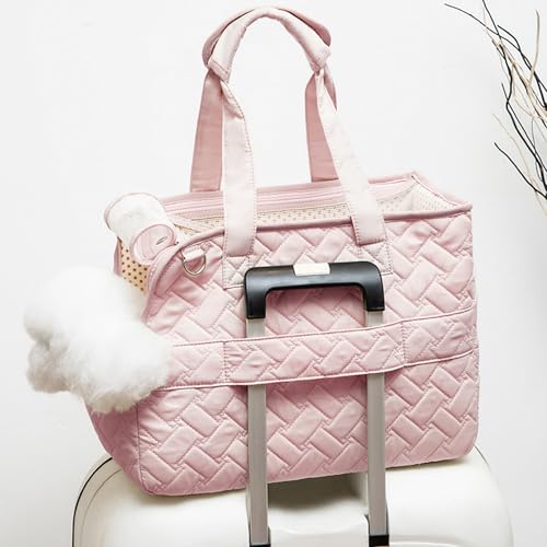 Pink-Small-Dog-Bag-Adult-Cat-Carrier-Puppy-Handbag-with-Multiple-Pockets-Breathable-Mesh-Soft-CushionKitty-Purse-Traveling-Pets-Totes-Picnic-Outdoor-Max-15lb-MediumPink