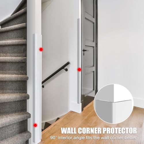 Image of Frychee Wall Corner Protector, Walls Edge Protector,Self-Adhesive Wall Corner Guards,PVC Double Side Edge Protector, Furniture Stairs Guard (2, 2.5x150cm /0.98x59.1in)