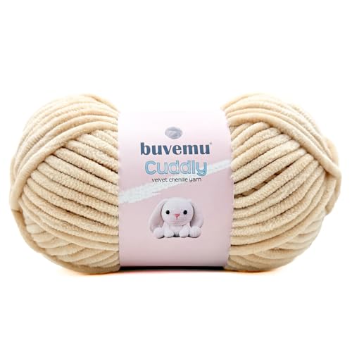 Image of Cuddly Velvet Chenille Yarn, Super Soft Fluffy Bulky for Knitting Crocheting Crafting Blanket Amigurumi, Durable for Shedding, 100 Gram (3.53 Ounces) 109 Yards (100 Meters) (Light Skin Tone)
