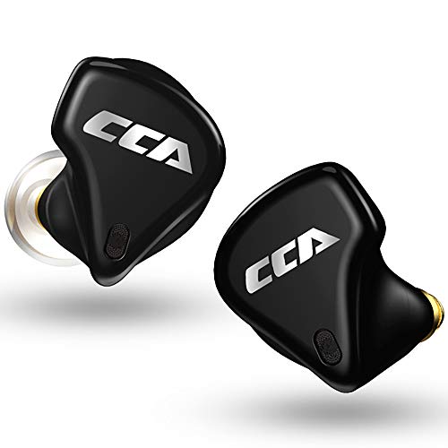 CCA CX10 TWS True Wireless Bluetooth 5.0 Earbuds with Mic, HiFi Stereo in Ear Earphones, 1DD+4BA Noise Isolating Hedsets, Lightweight Sport Headphones for Cell Phone/Game/Music (Black)