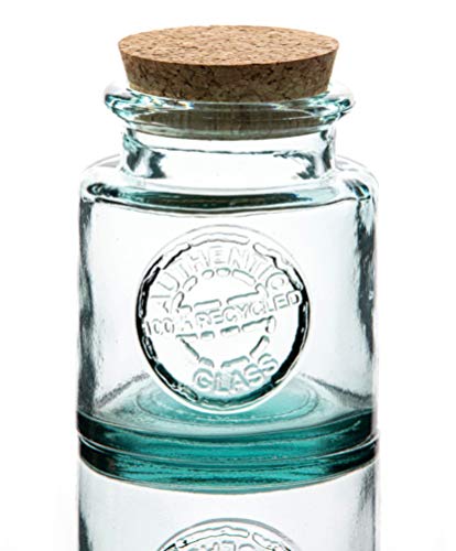 Purity Style Authentic Recycled Glass 500ml Round Storage Jar with Cork Lid