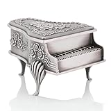 Jwthee Vintage Jewelry Box, Piano Shaped Jewelry Box Trinket Case Keepsake Box Small Jewelry Storage Box Rings Box with Rose Pattern for Women