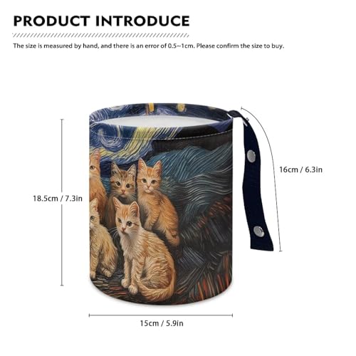 Image of Cat Van Gogh Car Trash Bag Hanging, Car Rubbish Bag Cute, Portable, Collapsible Back Seat, Floor, or Hanging Headrest Waste Basket Car Garbage Accessory