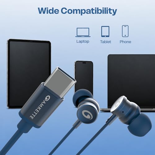 Image of Amkette Trubeats M15 Type C Earphones with Mic, 10mm Drivers, 3 Button Control, AI Assistants, Ergonomic Earbuds Compatible with Smartphones, Tabs & Laptops, Type C Headphones, 1.2m Cable