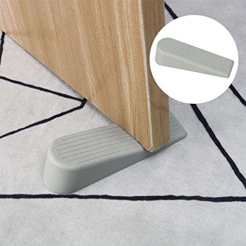 Cale de porte butée de porte en caoutchouc gris avec support blanc - 8