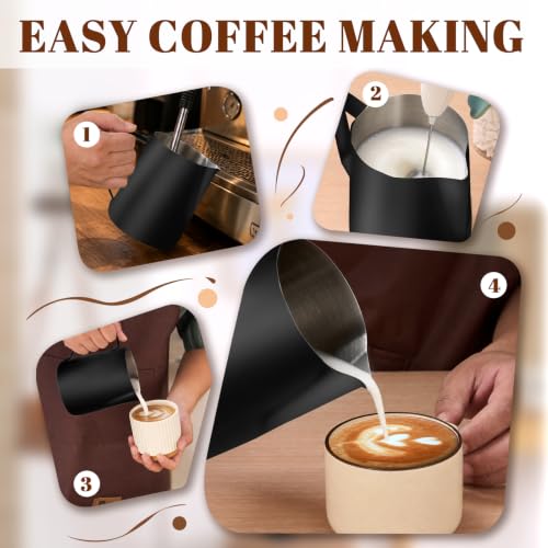 Image of Amrules Milk Frothing Pitcher 31oz Frother Cup Barista Tools, Black