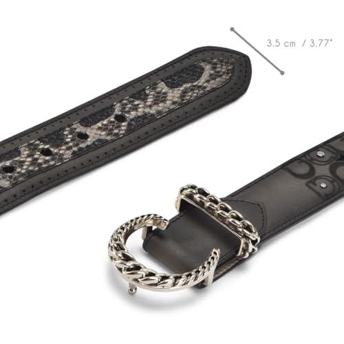 Cuadra Engraved Oxford Exotic Leather Belt For Women With Monogram Buckle CDA30PH Black4