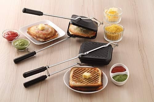 Image of MotiBa MotiBaPremium Non-Stick Grill Sandwich Toaster-Make |Long-Lasting Double-Coating Non-Stick Layer|Sandwich Griller and Toaster|Easy-to-Use & Durable|Black, (Sandwich Toaster (Grill)