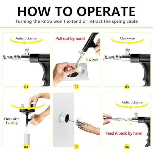 Drainsoon DWMH-20-1024 Drain Auger 25 Ft With Gloves, Plumbing Snake Drain Auger Hair Clog Remover thumb #4