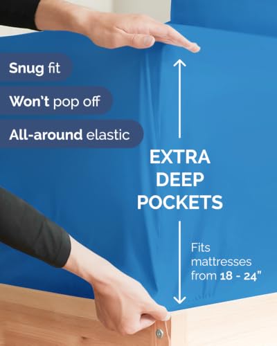 Image of CGK Linens 2 Pack Extra Deep Cal King Fitted Sheets - Royal Blue