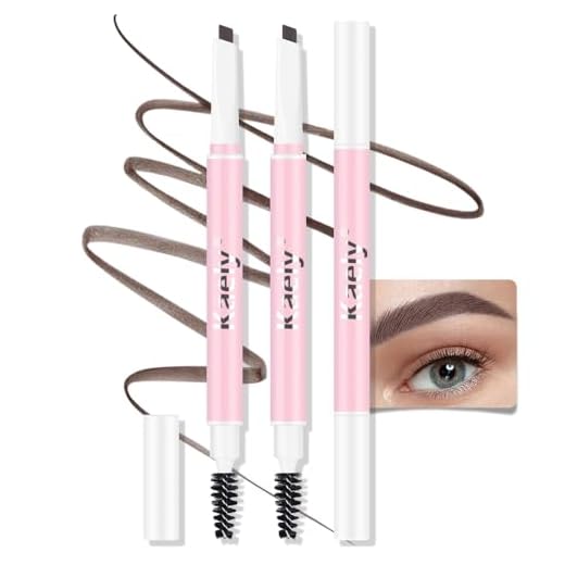 AMY'S DIARY Lápis De Sobrancelha Marrom Escuro 3 Peças, Definidor Retrátil, Pincel Dois Lados, Ponta Fina, Modela, Define, Preenche Maquiagem Flapiz Para Cejasills (Marrom Escuro)
