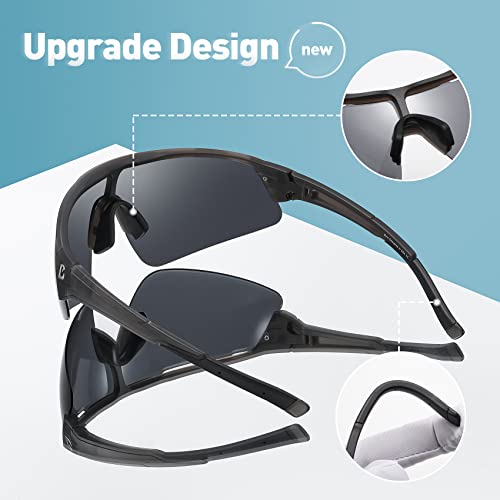 Image of Polarized Sports Sunglasses Wraparound Design TR90 Lightweight Frame With UV 400 Protection Glasses for Women Men