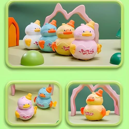 Image of Crackles Wind-Up Duck - Mini Clockwork Animal that Walks and Flaps Wings - No Battery Cute Baby Toy, Return Gift, Crawling Toy for Toddlers & Kids Mini Car - Multicolor - Pack of 2