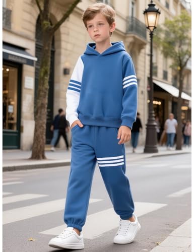 Boy Clothes Long Sleeve Striped Hoodie Sweatshirts Top and Pants Fall Winter Kids Boys 2 Pieces Outfits Sets 3-8 Years4