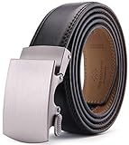 Mio Marino Mens Premium Leather Ratchet Belt - 1.5” Wide - Loop - Deep Charcoal - Adjustable from 28' to 44' Waist