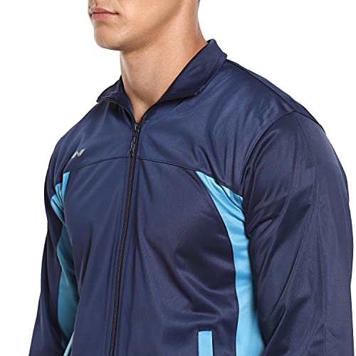 Image of Nivia Sp-05-Tracksuit /Sportswear Regular Fit Track Suits /Athletic Gym Running Jogging Suit Sets (Navy /Aqua, L)