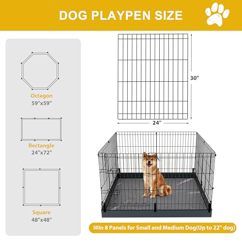 Foldable Dog Playpen,30in 8 Panels Metal Pet Exercise Fence with Bottom Pad | Puppy Play Pen with Door for Indoor Outdoor,Heavy-Duty Pet Exercise Fence for Small Medium Animals by Pvpy Yvrd - Used condition - Image 2