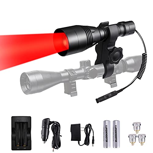 LUMENSHOOTER A8Plus Long Range Zoomable Hunting Flashlight Spotlight Kit, Green Red White Infrared 850nm IR Interchangeable LED Modules, Predator Night Light Torch for Coon Coyote Hog Fox Varmint