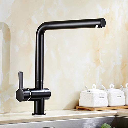 Robinet de cuisine mitigeur noir rotation 360 degrés avec levier - 2