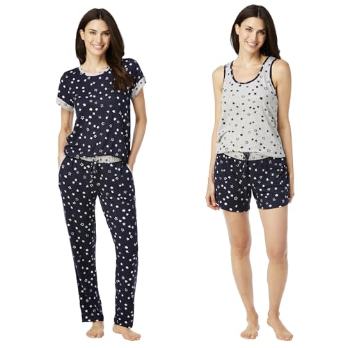 Image of Lucky Brand Women's Pajama Set - 4 Piece Sleep Shirt, Tank Top, Pajama Pants, Lounge Shorts (S-XL)