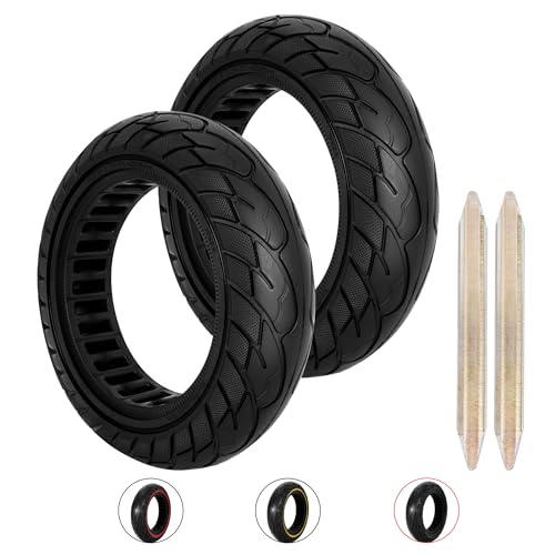 RUTU 10X2.50 Solid Tire,60/70-6.5 10X2.5 Electric Scooter Solid Rubber Tires for Ninebot MAX G30 G30P G30LP,Black 2PC
