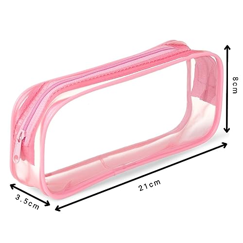 Soul Projekt Pink Clear Pencil Case for Girls, Stoxking Fillers for Women, See Through Pencil Case Secondary School, Portable PVC Pouch Organizer for Students, Exam, Cosmetic Bag - Image 2