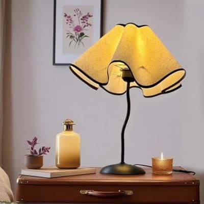 JOYIDEAVA Bedside Lamp, 3 Color Temperatures Petals Decorative Modern Table Lamps with Lampshade Nightstand Lamp for Bedroom, Living Room, Kids Room and Office (Black, 3 Color Temperatues)