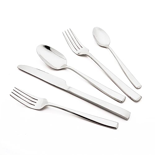 Snplowum 20-piece Silver Cutlery Set, 18/10 Stianless Steel Silverware Heavy Duty Tableware Set Include Dinner Knife/Fork/Spoon, Service For 4, Mirror Polish