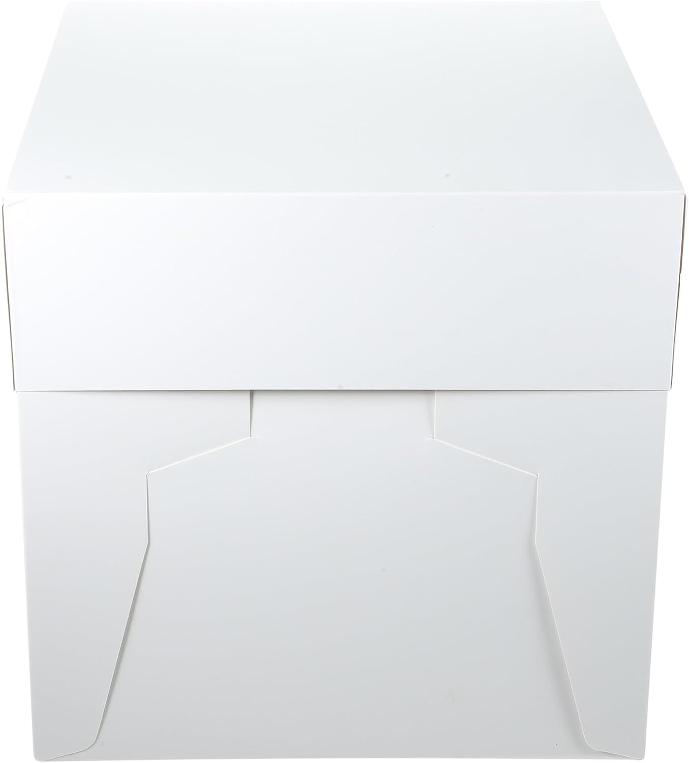 12-inch White Foldable Cake Box with Tray Tall Paper Cake Carrier and Birthday Holder for Bakery Packaging and Party Containers