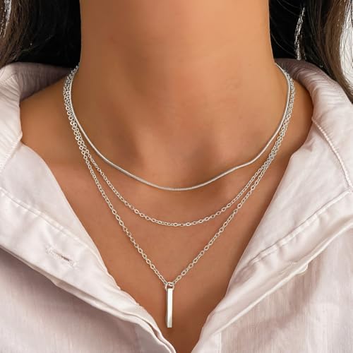 Image of Shining Diva Fashion 4 Pcs Stylish Silver Plated Necklace Jewellery Set for Women Pendant Necklace Gifts for Girls (16474np)