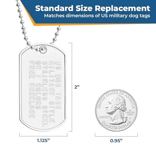 GoTags Personalized Dog Tags, Custom US Military ID Necklace Set , Steel Ball Chain and Tag Silencers, Stainless Steel, Black, Blue, Green, Gold, Pink, Purple, or Red - Image 7