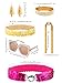SOMSOC 70s Women Disco Fashion Jumpsuit Costume Accessories Set with Scarf Earrings Bracelet Glasses Belt for Halloween