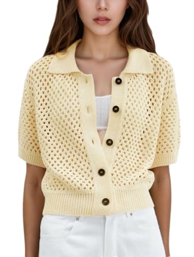 Ivory crochet polo top