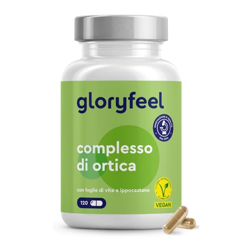 Ortica in Capsule - Estratto di Ippocastano + Vite Rossa - 120 Capsule - Complesso di Foglie di Ortica + Vitamina C, Manganese e Rame - Alto Dosaggio, Testato in Laboratorio, 100% Vegan