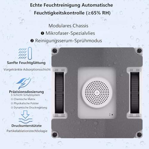 Dual Spray Fensterputzroboter, Dual Side Spray Fensterreinigungsroboter mit 110ml ml Dual Tank, Intelligenter Fenstersauger für Innen/Außen Hochhausfenster, Neuer Nasswischmodus