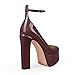 onlymakerheels Mary Jane Platform Buckle High Heels, Ankle Strap Round Toe Closed Toe Pumps Brown Size8