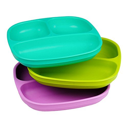 Re-Play Made in USA 3pk Divided Plates with Deep Sides for Easy Baby