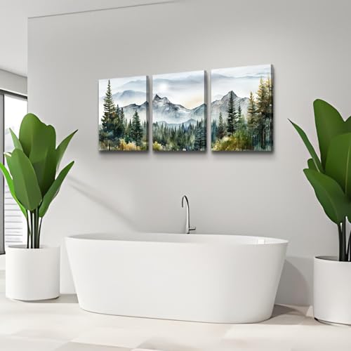 DZRWUBHS Wall Art for Living Room Wall Decor for Bedroom Office Decor Abstract Mountain Forest Landscapes Ink Painting 3 Piece Framed Canvas Art Prints Ready to Hang Wall Pictures Modern Home Decor by DZRWUBHS - Image 6