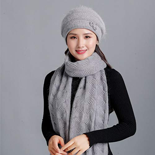 Bonnet tricoté femme cadeau idéal maman ensemble chaud hiver avec fleur