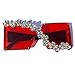 mincl/Oversized Shield Sunglasses Woman 2019 Fashion Luxury Shades UV400 Vintage Flat Top Futuristic Sunglasses (Rhinestone&red)