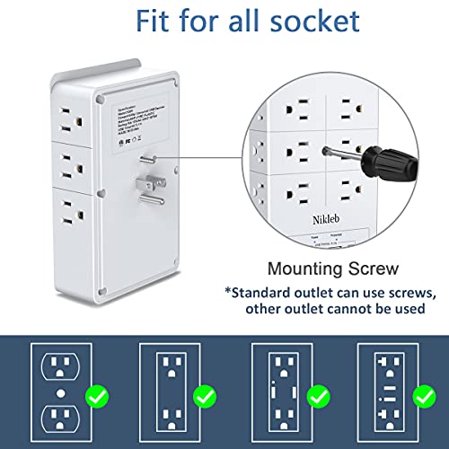 Outlet Extender Surge Protector Nikleb, Multi Plug Outlet With Usb Ports Total 3.1A, Usb Wall Charger Multiports With C Adapter, Usb&Outlet Splitter Heavy Duty, Wall Plug Extender For Gaming Stuff #TOP3