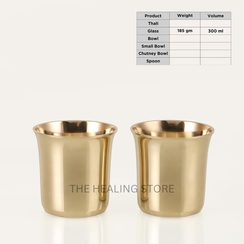 Image of THE HEALING STORE Bronze Kansa Glass, 200 ml Capacity, Gold, Medium Size (Antique)