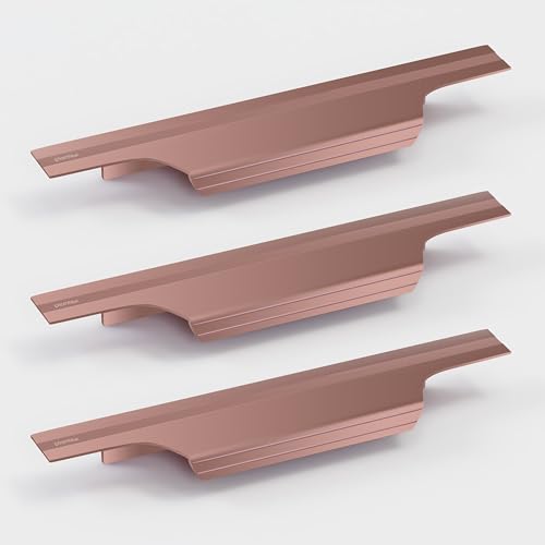 Image of Plantex Profile Handle for Kitchen Cabinet /10 Inch Aluminium Drawer Profile Handle /Wardrobe Pull Handle for Home /Office /Hotel - Pack of 3 (Rose Gold)