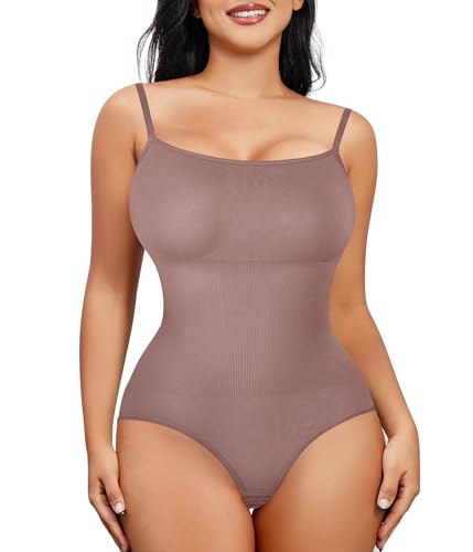 Image of Nebility Shapewear Bodysuits for Women - Tummy Control Square Neck Bodysuit Seamless Full Body Shaper Going Out Top