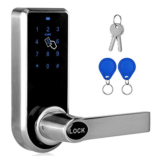 Smart Door Lock Keyless Entry Door Lock with Code Intelligent RFID Doorknob Lock 12 Digits Code Lock Touchscreen Keypad Security Door Lock for Office Hotel Apartment