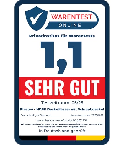 plasteo® 50 Liter Weithalsfass mit Deckel und Griffen Eckig Schwarz, Lebensmittelecht und BPA-Frei, Futtertonne Kunststofffass Universalfass Deckelfass Wasserfass Regentonne Lagerfass